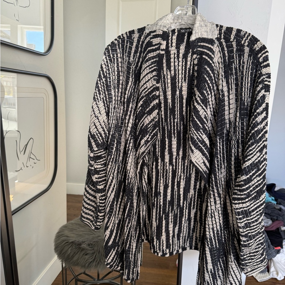 Cropped Nik and Zie Cardigan. Black, Tan and Cream.  Size small